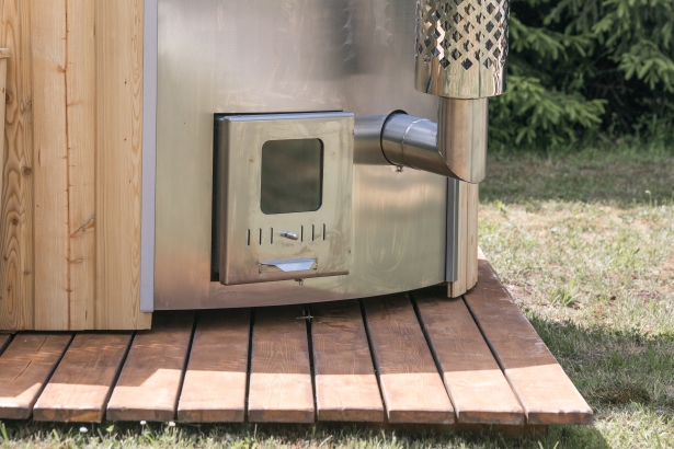 Mini-piscina Spa Hot tub DELUXE din fibra de sticla cu decoratiune exterioara de lemn